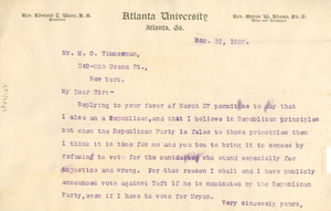 Letter from W. E. B. Du Bois to M.V. Zimmerman