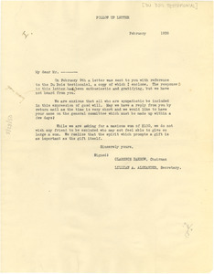 Circular letter from Du Bois Testimonial Committee