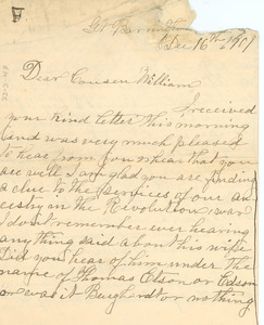 Letter from Lucinda Wooster to W. E. B. Du Bois
