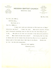 Letter from Benjamin Brawley to W. E. B. Du Bois