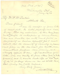 Letter from M. W. Gibbs to W. E. B. Du Bois