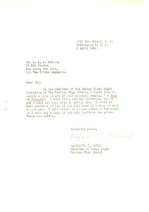 Letter from Elizabeth C. Marlow to W. E. B. Du Bois