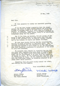 Letter from Japan Council Against Atomic and Hydrogen Bombs to W. E. B. Du Bois