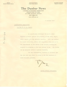 Confidential Memorandum for Dr. W. E. B. Du Bois