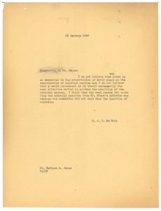 Memorandum from W. E. B. Du Bois to Madison S. Jones