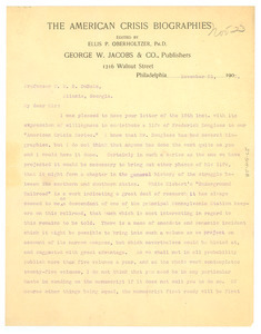 Letter from George W. Jacobs & Co. to W. E. B. Du Bois