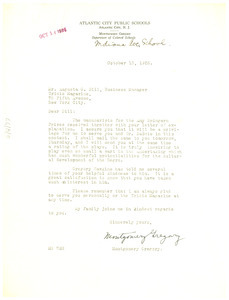 Letter from Montgomery Gregory to A. G. Dill
