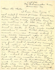 Letter from Maude Owens to W. E. B. Du Bois