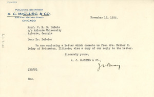 Letter from A. C. McClurg & Co. to W. E. B. Du Bois
