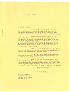 Letter from W. E. B. Du Bois to L. D. Reddick