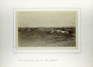 View of college from hill above greenhouses, Massachusetts Agricultural College