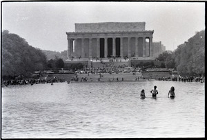 May Day concert and demonstrations: wading in the Reflecting Pond by the Lincoln Memorial