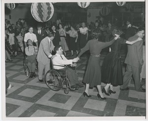 Clients dancing at Halloween party