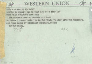 Buster Crabbe Telegram (April 7, 1965)