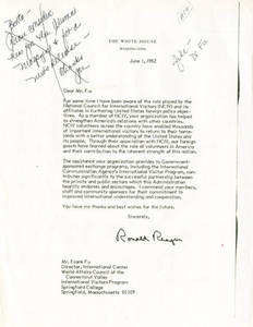 Letter from President Ronald Reagan to Dr. Frank Fu, June 1, 1982
