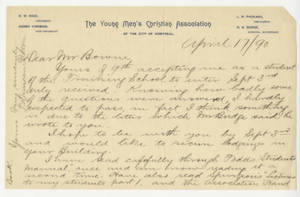 Letter from Thomas D. Patton to Jacob T. Bowne (April 17, 1890)