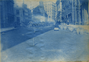 [Street construction on State Street looking towards Old State House]