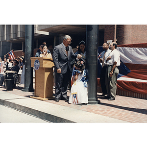 Mayor Thomas Menino, Miss Festival Puertorriqueño, and the Reina Infantil