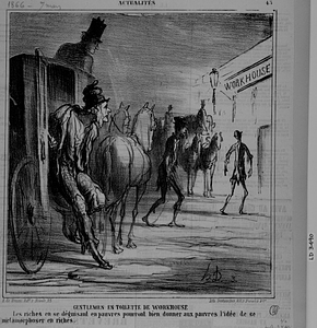 GENTLEMEN EN TOILETTE DE WORKHOUSE. Les riches en se déguisant en pauvres pourront bien donner aux pauvres l'idée de se metamorphoser en riches.