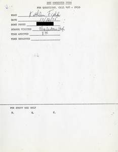 Citywide Coordinating Council daily monitoring report for Charlestown High School by Kathleen Field, 1975 October 16
