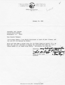Letter from Loret Miller Ruppe to Paul Tsongas