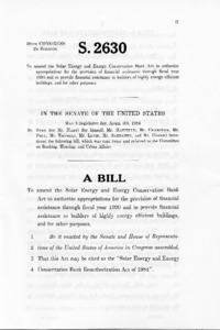S. 2630; Solar energy and energy conservation bank reauthorization act of 1984