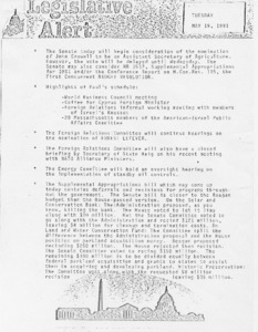 Legislative Alert: Tuesday, May 19, 1981