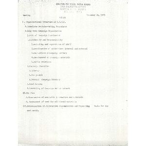 Citywide Educational Coalition meeting agenda, November 26, 1973.