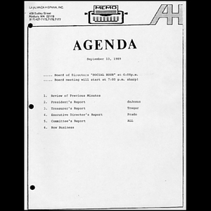 Meeting materials for September 1989