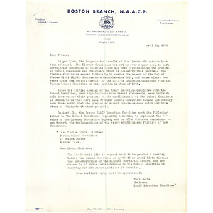 Letter, friend of the Boston NAACP, April 14, 1965.