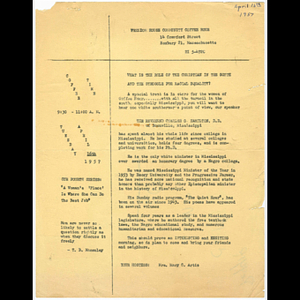 Flier for Freedom House Coffee Hour featuring Rev. Charles G. Hamilton about role of the Christian in the South and the struggle for racial equality?