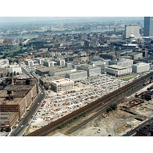 Aerial view of Northeastern's main campus