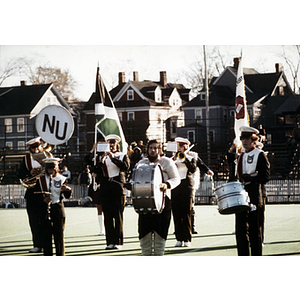 Members of the marching band on Parsons Field