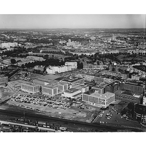 Aerial view of Northeastern's Huntington Avenue campus and surrounding Boston area in 1963