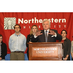 Senator Kennedy speaks at press conference on student financial aid cuts