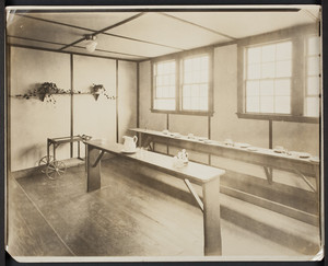 Interior view of the Cubic Hospital dining room, Brookline, Mass., undated
