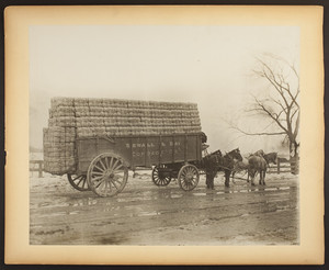 Team of horses pulling a Sewall & Day Cordage Company wagon