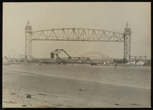 A view of the railroad bridge and the Bourne Bridge