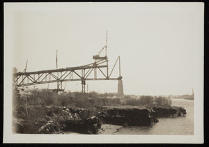 A view of the Sagamore Bridge under construction