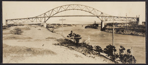 A view of the sandy berm next to the Sagamore Bridge