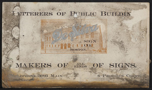Trade card for the DeSilva Sign Co., 6 Province Court, Boston, Mass., undated