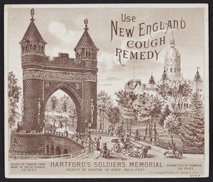 Trade card for Williams' New England Cough Remedy, Williams & Carleton, proprietors, Hartford, Connecticut, 1886