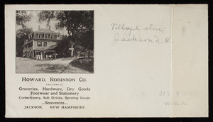Envelope, Howard, Robinson Co., dealers in groceries, hardware, dry goods, footwear and stationery, Jackson, New Hampshire