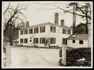 Exterior view of the Lyman Estate main house in winter