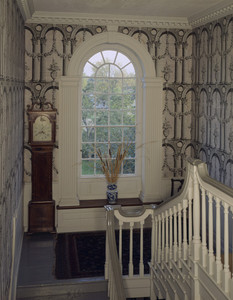 Stairway landing window from second floor, Hamilton House, South Berwick, Maine