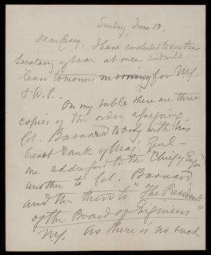 A. A. Humphreys to Thomas Lincoln Casey, June 13
