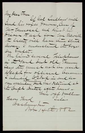 Admiral Silas Casey to Thomas Lincoln Casey, November 14, 1882