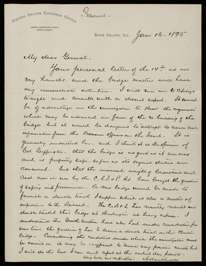 Alexander MacKenzie to Thomas Lincoln Casey, January 16, 1895