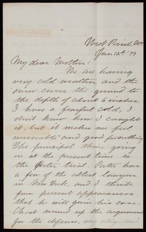 Thomas Lincoln Casey, Jr. to Emma Weir Casey, January 12, 1879