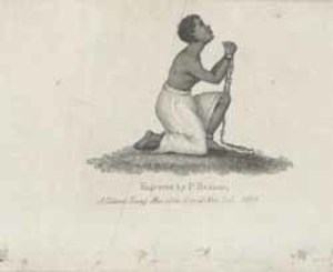 African American female, chained and kneeling ...